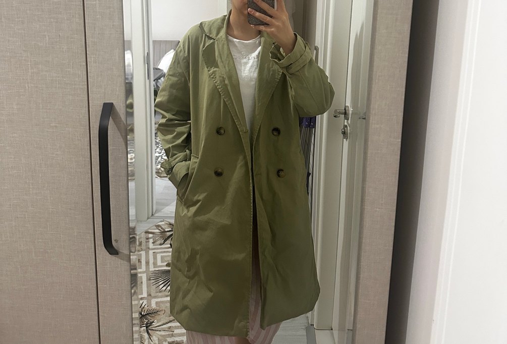 Kadın Haki Midi Keten Trençkot - Görsel 2