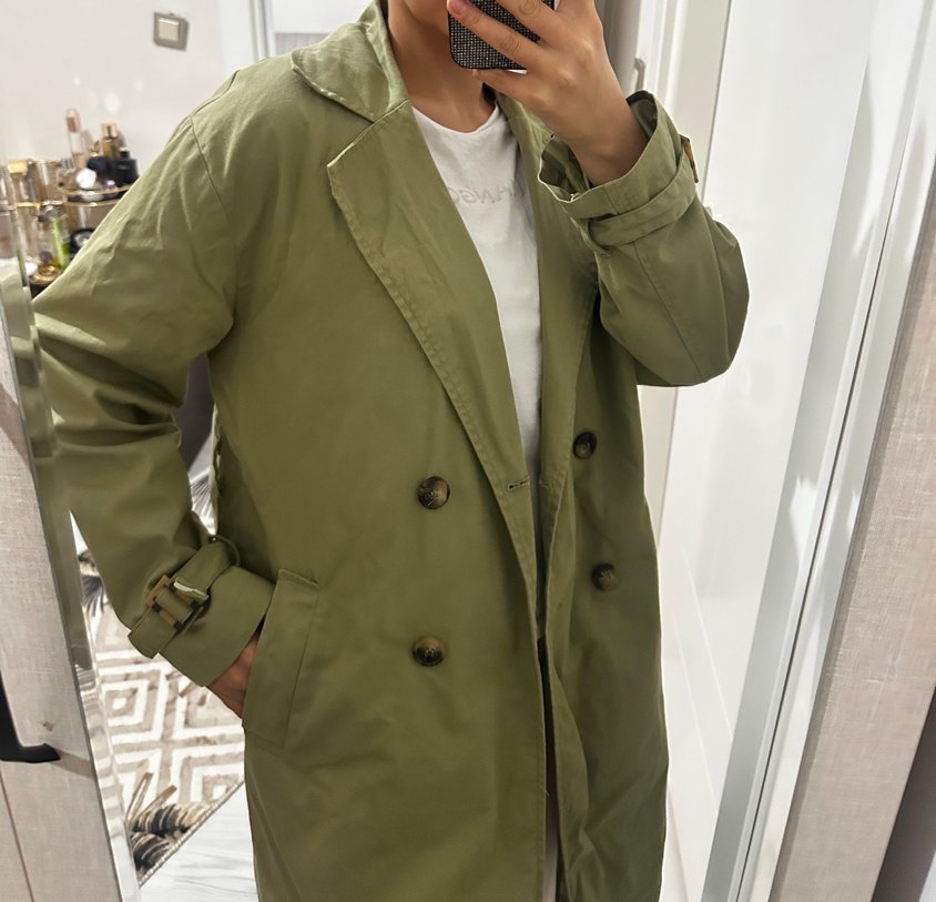 Kadın Haki Midi Keten Trençkot - Görsel 5