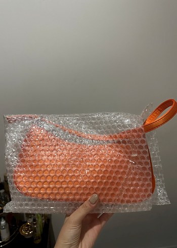 Parlak Turuncu Deri Kadın Omuz Çantası - Görsel 5