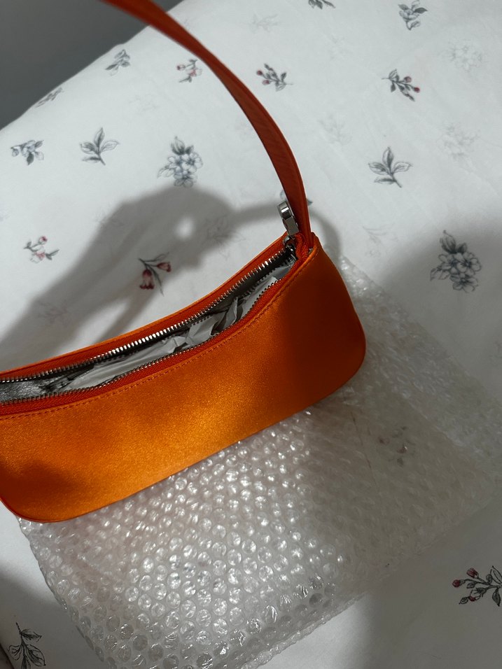 Parlak Turuncu Deri Kadın Omuz Çantası - Görsel 4
