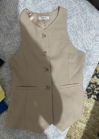 Krem keten yelek - Görsel 3