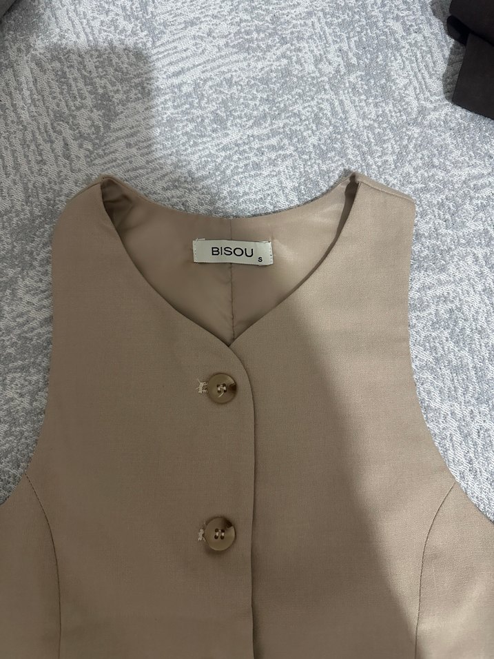 Krem keten yelek - Görsel 2