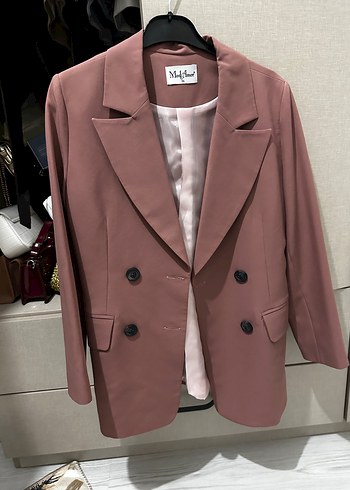 Düğmeli, Normal Boy, Bej Kadın Blazer - Görsel 5