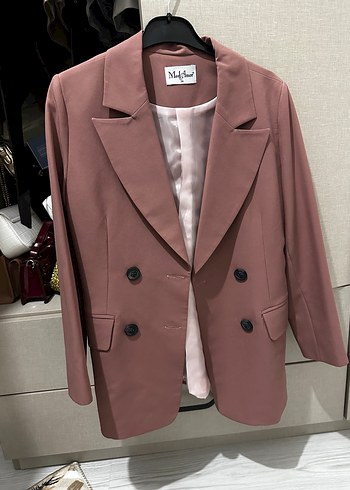 Düğmeli, Normal Boy, Bej Kadın Blazer - Görsel 4