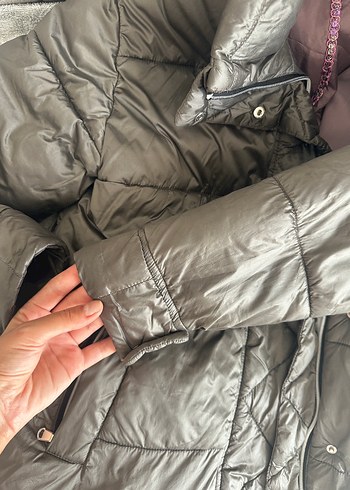 Gri Kadın Midi Kışlık Mont - Görsel 4