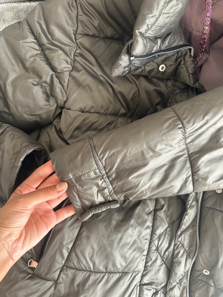 Gri Kadın Midi Kışlık Mont - Görsel 4