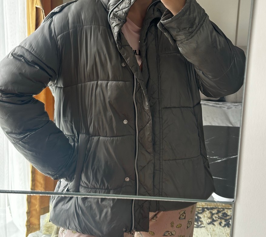 Gri Kadın Midi Kışlık Mont - Görsel 3