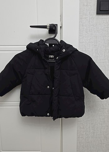 Siyah Uzun Kollu Bebek Kışlık Mont - Görsel 5