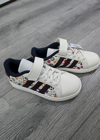 Unisex Çocuk Beyaz Baskılı Cırt Cırtlı Spor Ayakkabı - Görsel 3