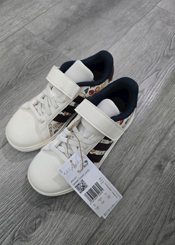 Unisex Çocuk Beyaz Baskılı Cırt Cırtlı Spor Ayakkabı - Görsel 5