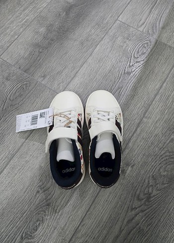 Unisex Çocuk Beyaz Baskılı Cırt Cırtlı Spor Ayakkabı - Görsel 2