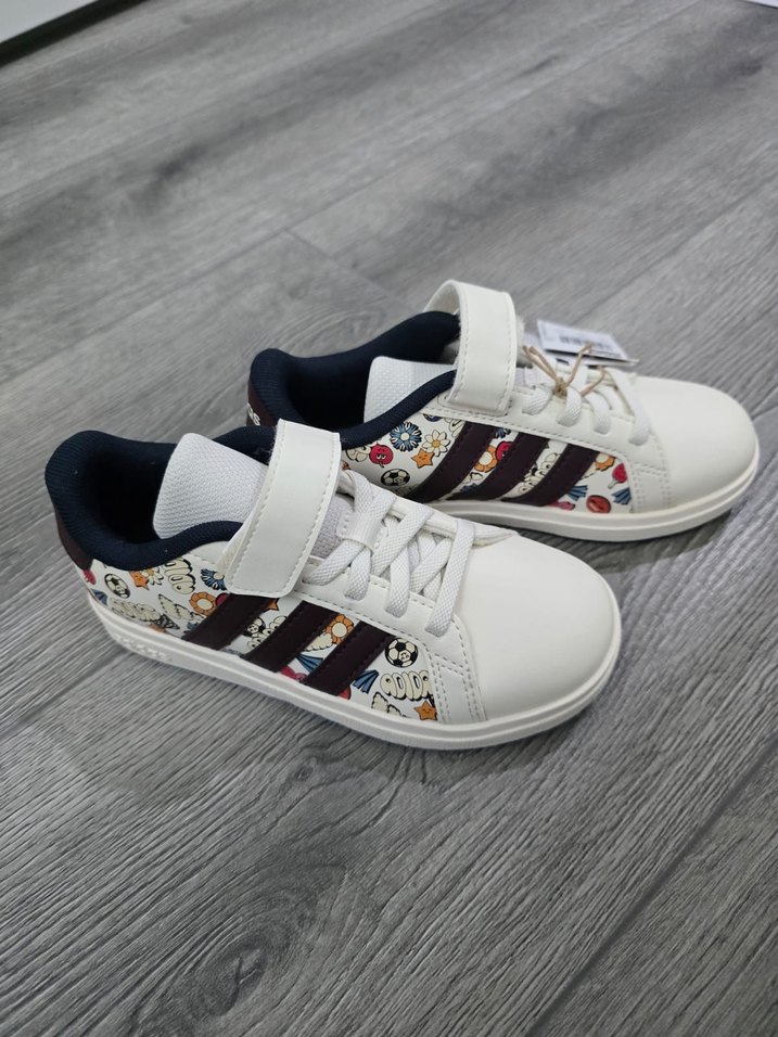 Unisex Çocuk Beyaz Baskılı Cırt Cırtlı Spor Ayakkabı - Görsel 3