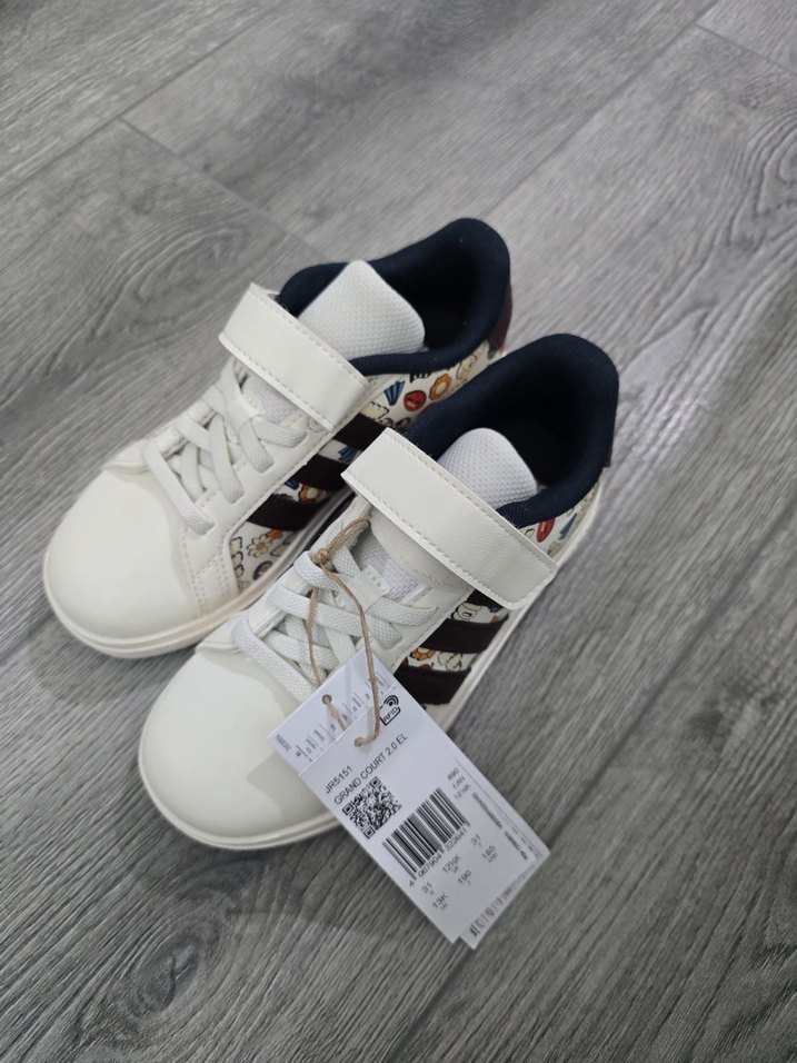 Unisex Çocuk Beyaz Baskılı Cırt Cırtlı Spor Ayakkabı - Görsel 5