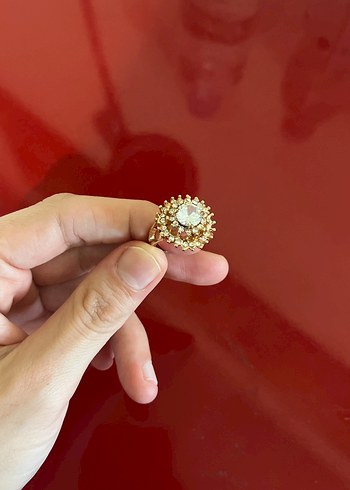 Vintage Altın Renkli Taşlı Yüzük - Görsel 6