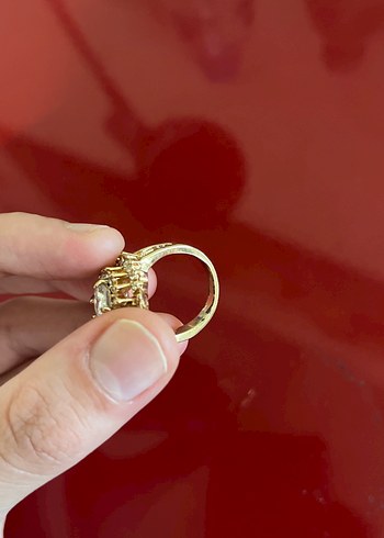 Vintage Altın Renkli Taşlı Yüzük - Görsel 4