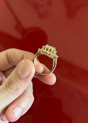 Vintage Altın Renkli Taşlı Yüzük - Görsel 2