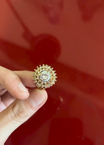 Vintage Altın Renkli Taşlı Yüzük - Görsel 5