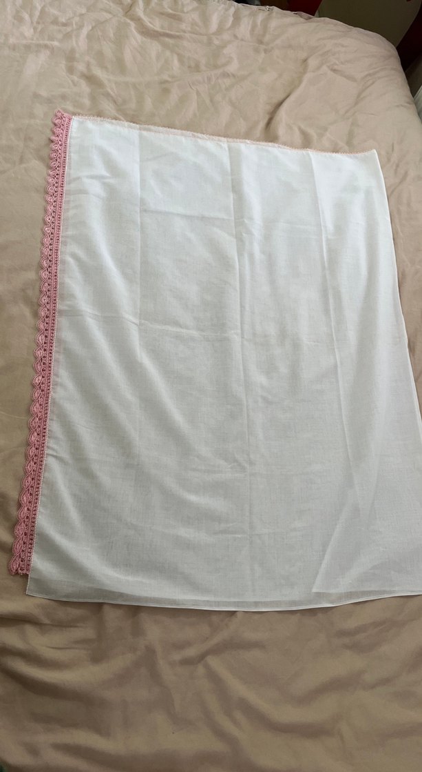 Nakışlı Pembe Dantelli Çeyizlik Şal / Başörtü - Görsel 3