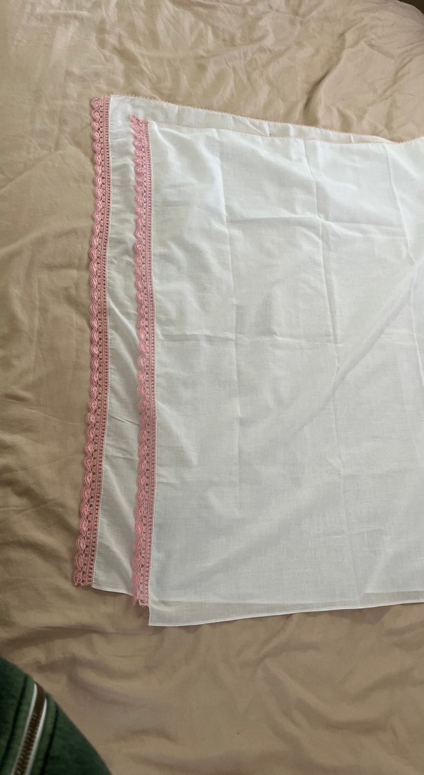 Nakışlı Pembe Dantelli Çeyizlik Şal / Başörtü - Görsel 4