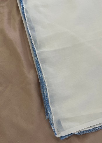 Mavi Oyalı Kadın Çeyizlik Şal / Başörtü - Görsel 2