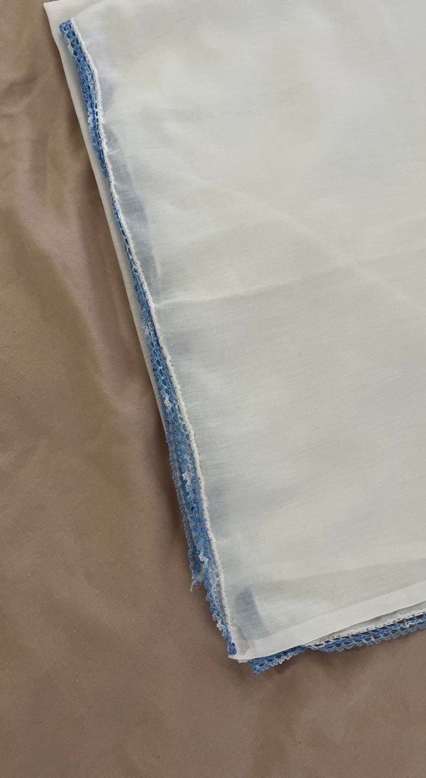 Mavi Oyalı Kadın Çeyizlik Şal / Başörtü - Görsel 2