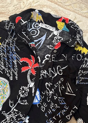 Desenli Uzun Kollu Gömlek Elbise - Görsel 5