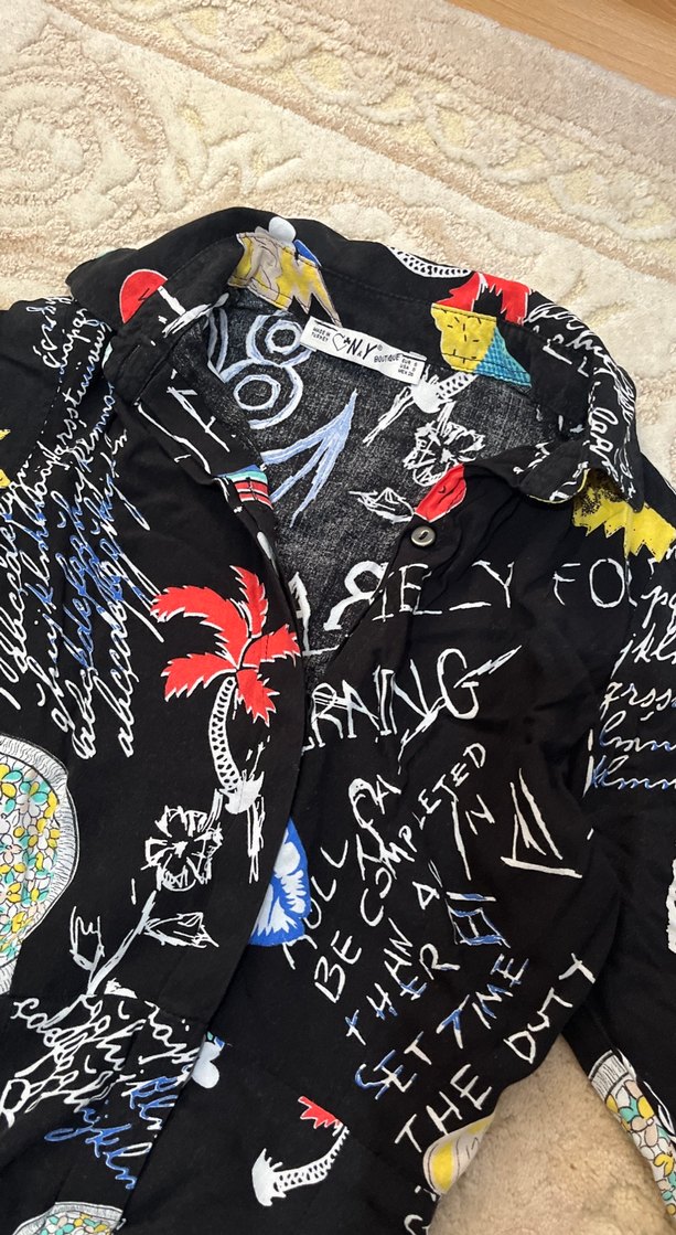 Desenli Uzun Kollu Gömlek Elbise - Görsel 5