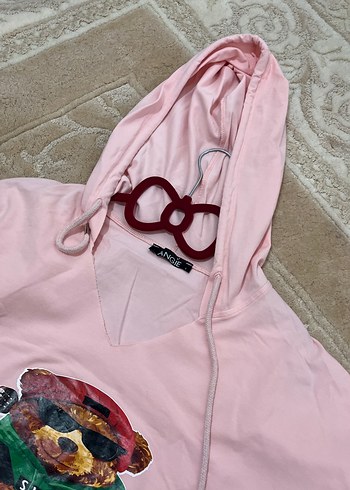 Kapüşonlu Pembe Baskılı Tişört - Görsel 5