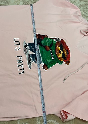 Kapüşonlu Pembe Baskılı Tişört - Görsel 4