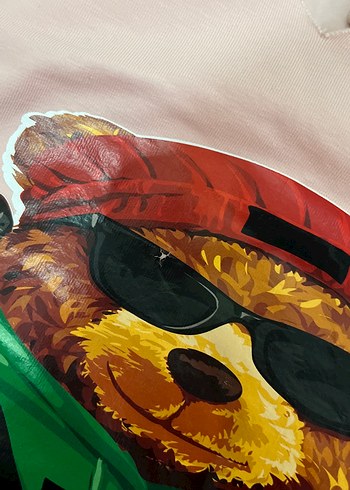 Kapüşonlu Pembe Baskılı Tişört - Görsel 6