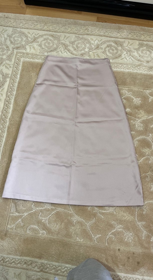 Kadın Pudra Uzun Saten Etek - Görsel 2