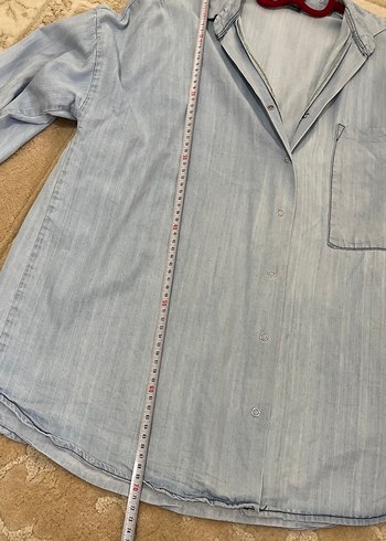 Gri Denim Kadın Gömlek - Görsel 3