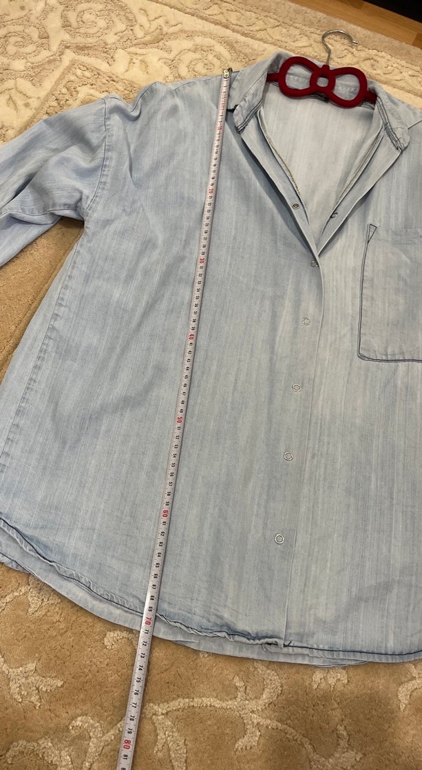 Gri Denim Kadın Gömlek - Görsel 3