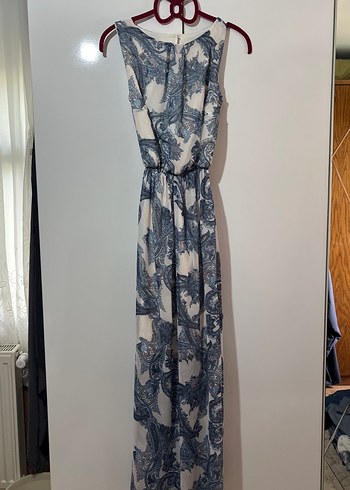 Bohem Tarzı Uzun Askısız Şal Desenli Elbise - Görsel 2