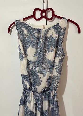 Bohem Tarzı Uzun Askısız Şal Desenli Elbise - Görsel 3