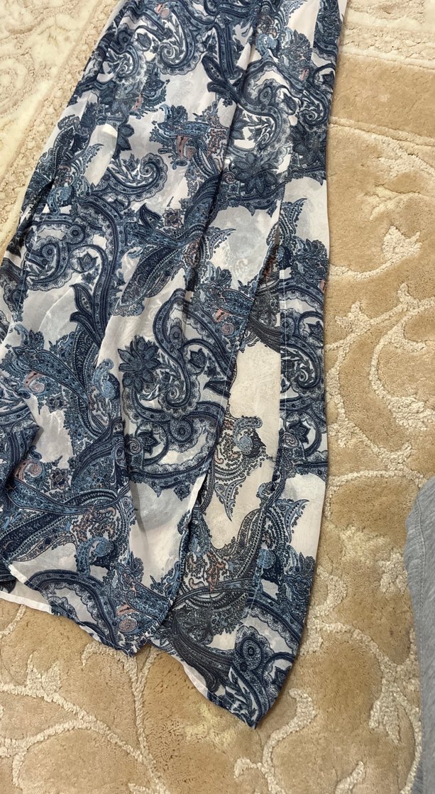 Bohem Tarzı Uzun Askısız Şal Desenli Elbise - Görsel 5