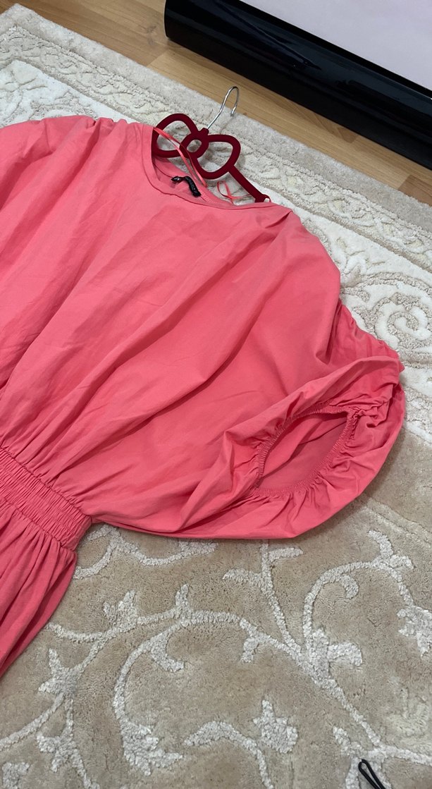 Pembe Keten Uzun Bohem Elbise - Görsel 3