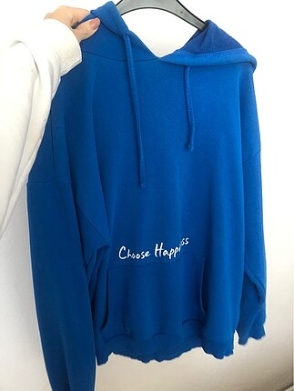 Koton mavi kapüşonlu oversize sweatshirt