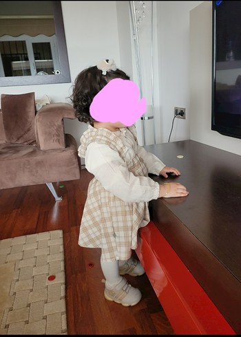 kitikate Kız Çocuk Pamuklu keten Uzun Kollu Elbise - Görsel 9