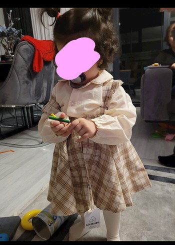 kitikate Kız Çocuk Pamuklu keten Uzun Kollu Elbise - Görsel 10