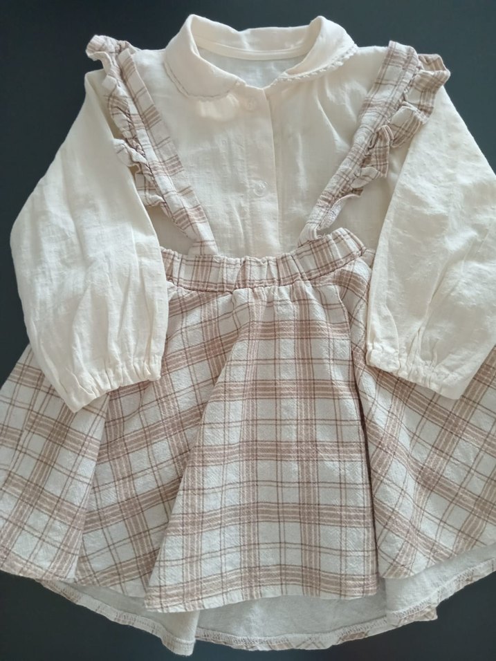 kitikate Kız Çocuk Pamuklu keten Uzun Kollu Elbise - Görsel 3