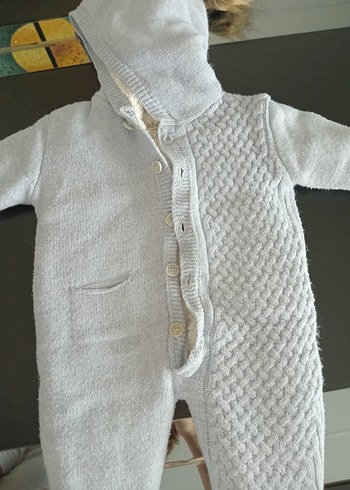 mavi Örgü ici yünlü Bebek Tulumu - Görsel 5