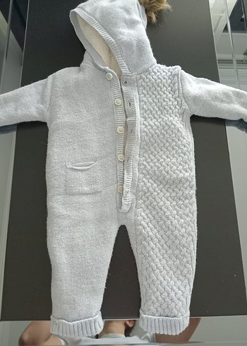 6 Ay Beden mavi Örgü Bebek Tulumu