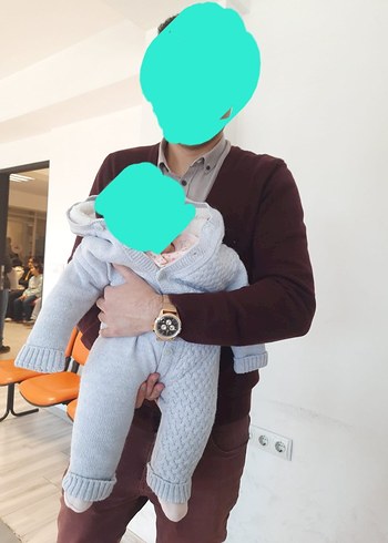 Baby&Kids mavi Örgü Bebek Tulumu
