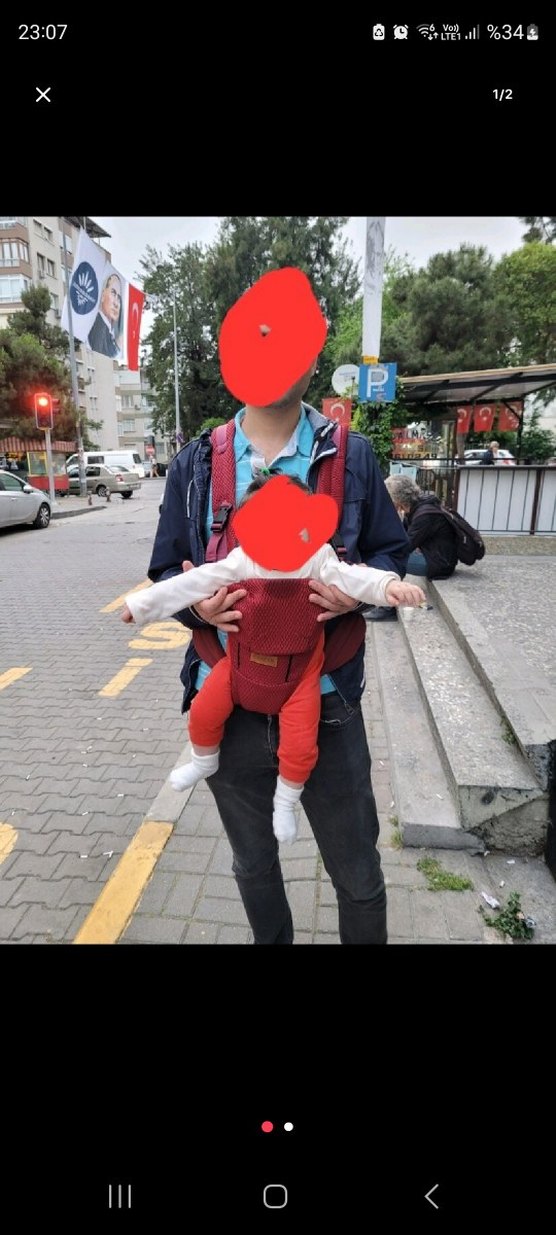 kraf bebek kanguru Koyu Kırmızı Bebek Taşıyıcı - Görsel 2