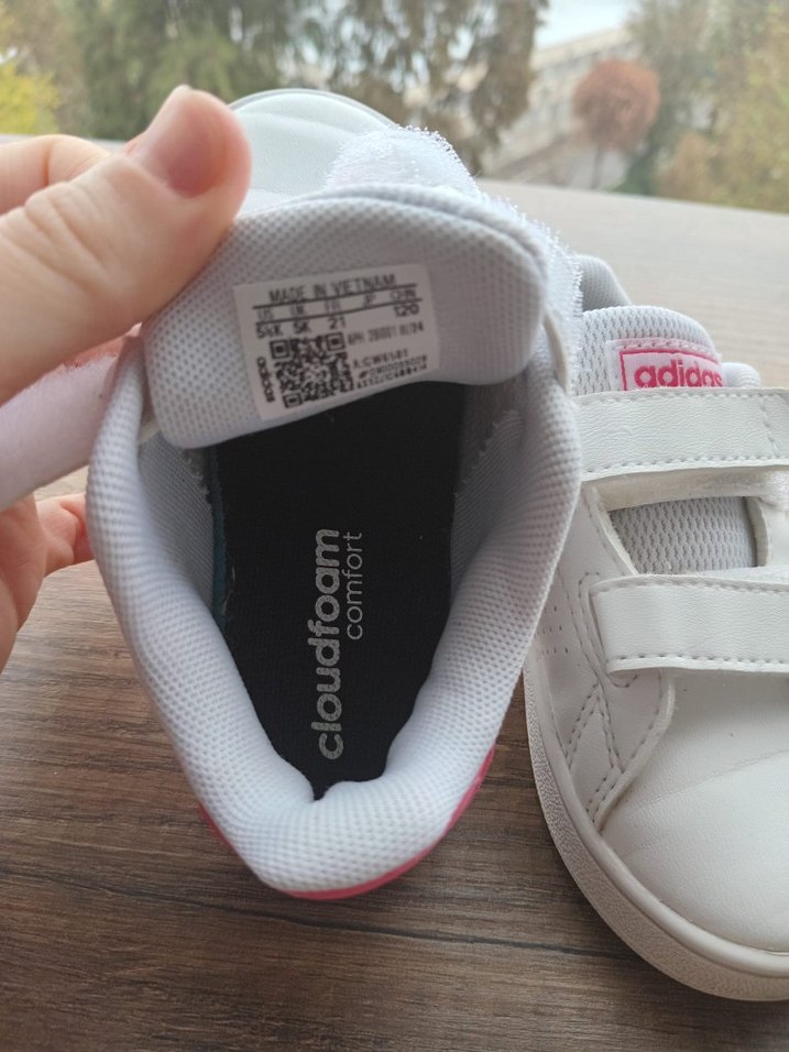 orijinal Beyaz Adidas Kız Çocuk Cırt Cırtlı Spor Ayakkabı - Görsel 5