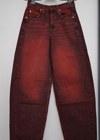 Diğer Bordo Batik Desenli Salas Kadin Kot Pantolon