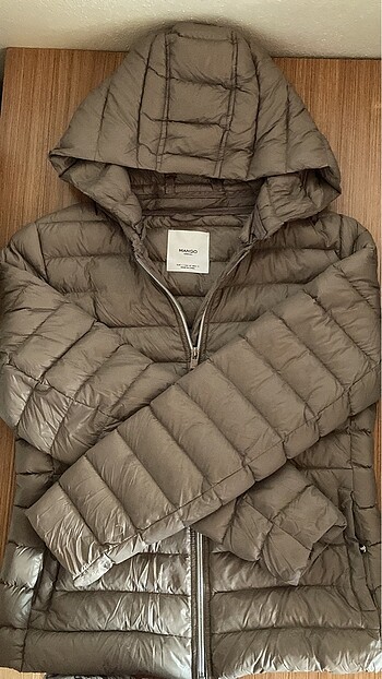 mango kadın tüy dolgulu kapitone anorak vizon