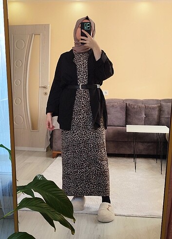 Leopar kaşkorse elbise