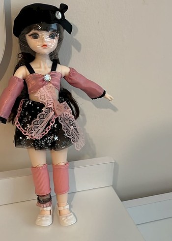  Beden Renk Pembe ve siyah detaylı BJD doll oyuncak bebek